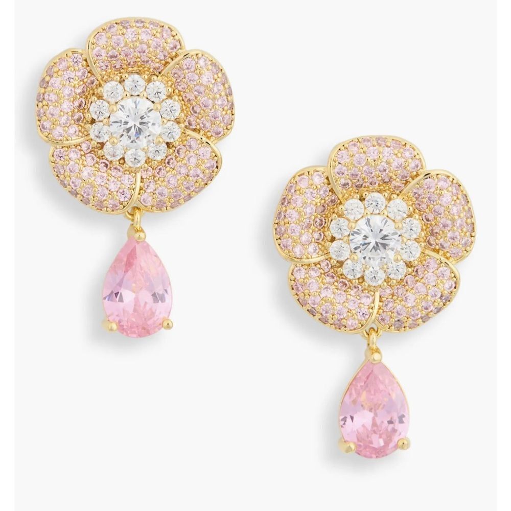Eye Candy Aaron CZ pave flower drop earrings